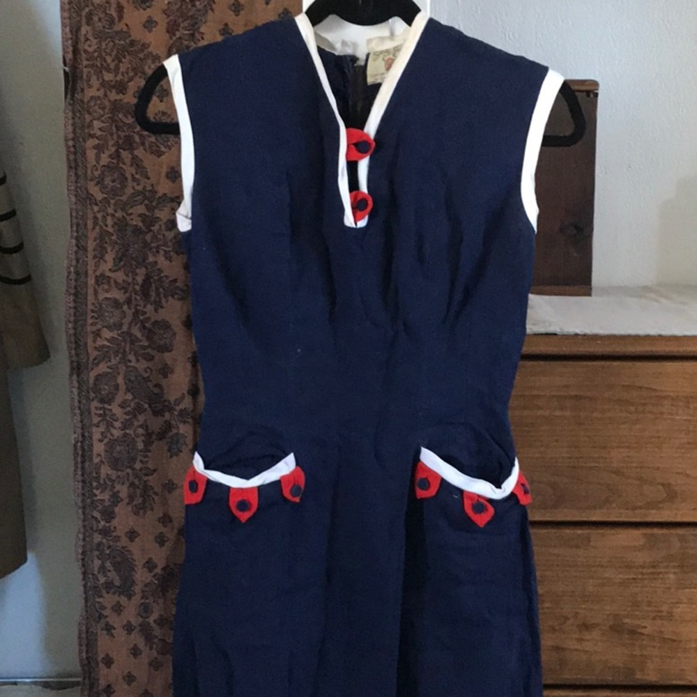Sailor Inspired 1930s Vintage Wiggle Dress xs 0-2
